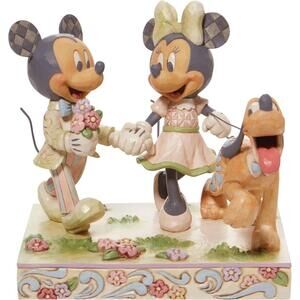 Jim Shore Disney Traditions Mickey and Minnie Mouse Walking Pluto Figurine NEW